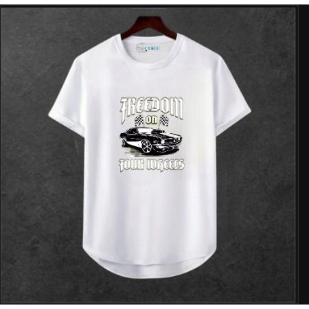 Erkek Oversize Ön Araba Baskili T-shirt Premium